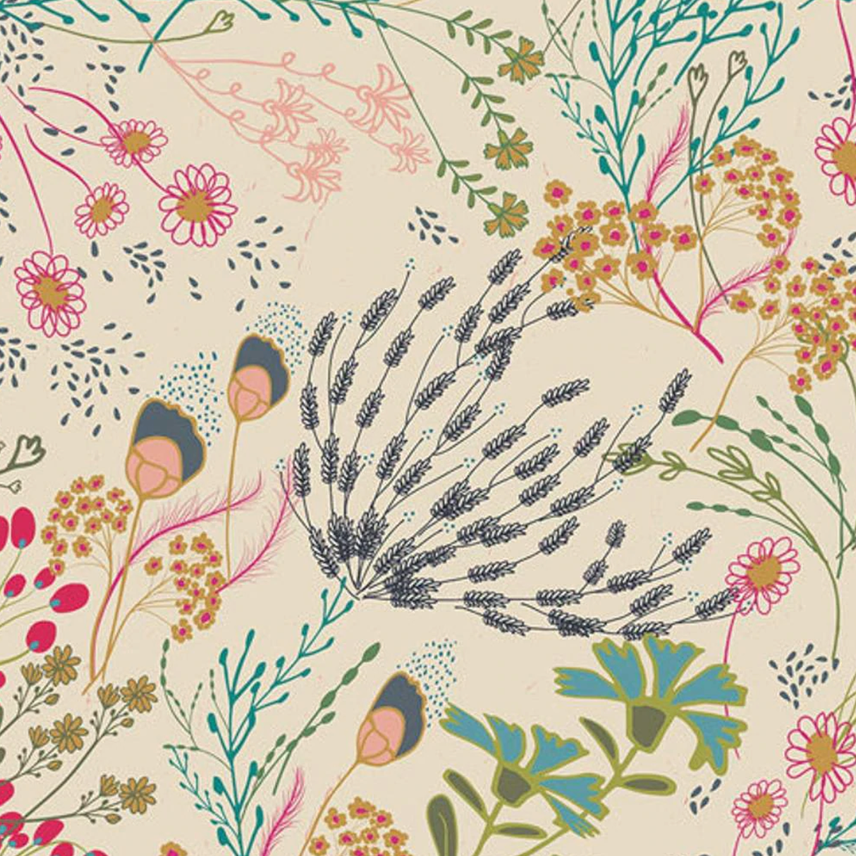 Snack Bag: Cotton Prints: Fuchsia Felines