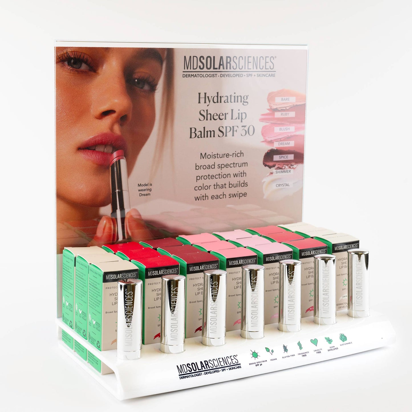 Lip Display Unit - Lucite with Branded Backdrop