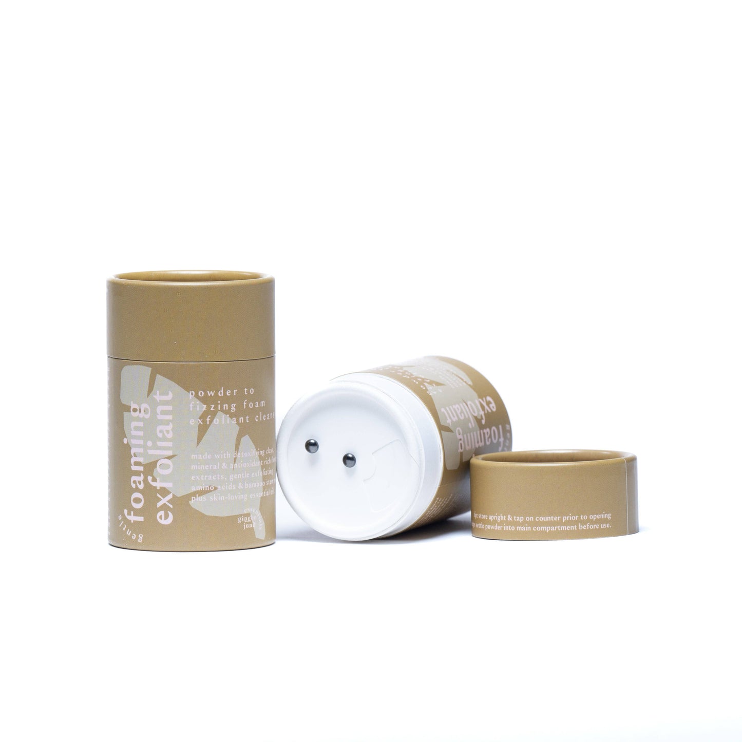 Powder to fizzing foam gentle exfoliant • all natural