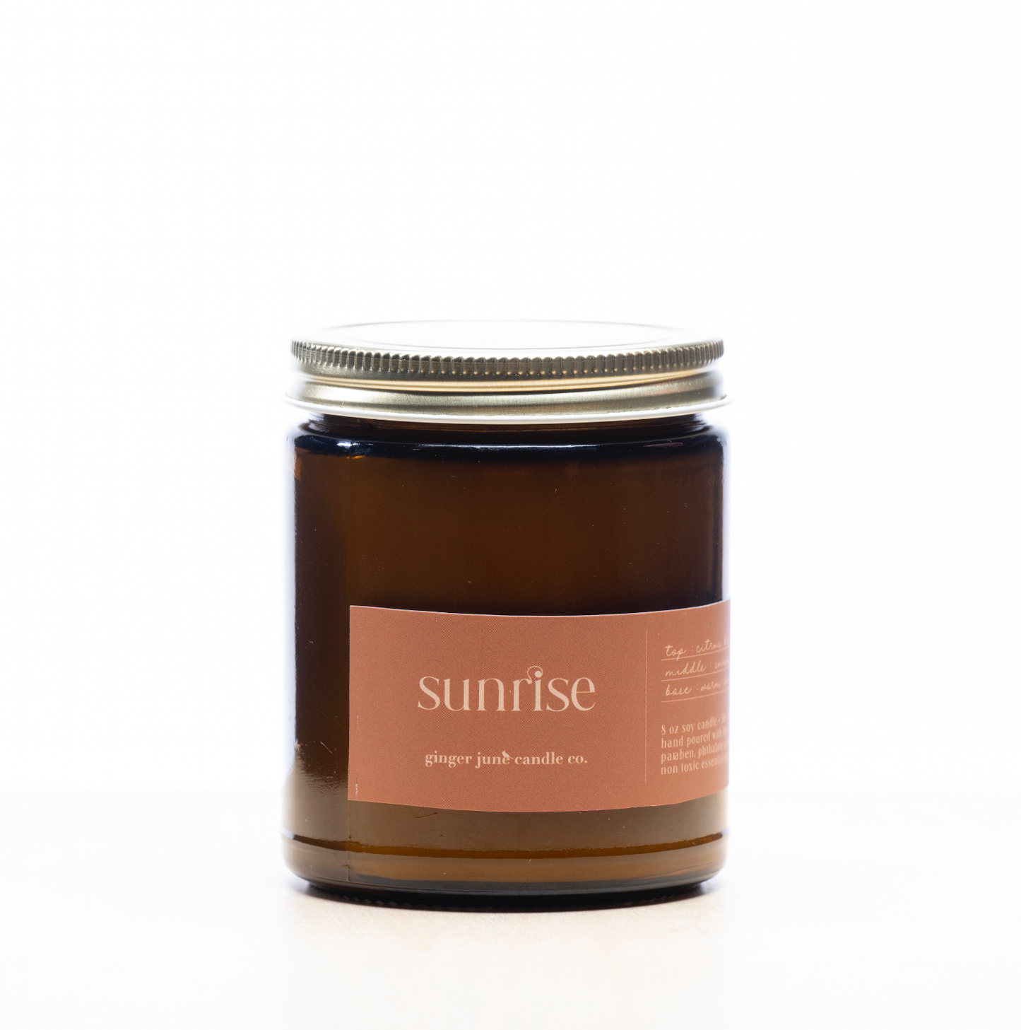 SUNRISE • minimal collection • 8 oz soy candle: AMBER BROWN GLASS