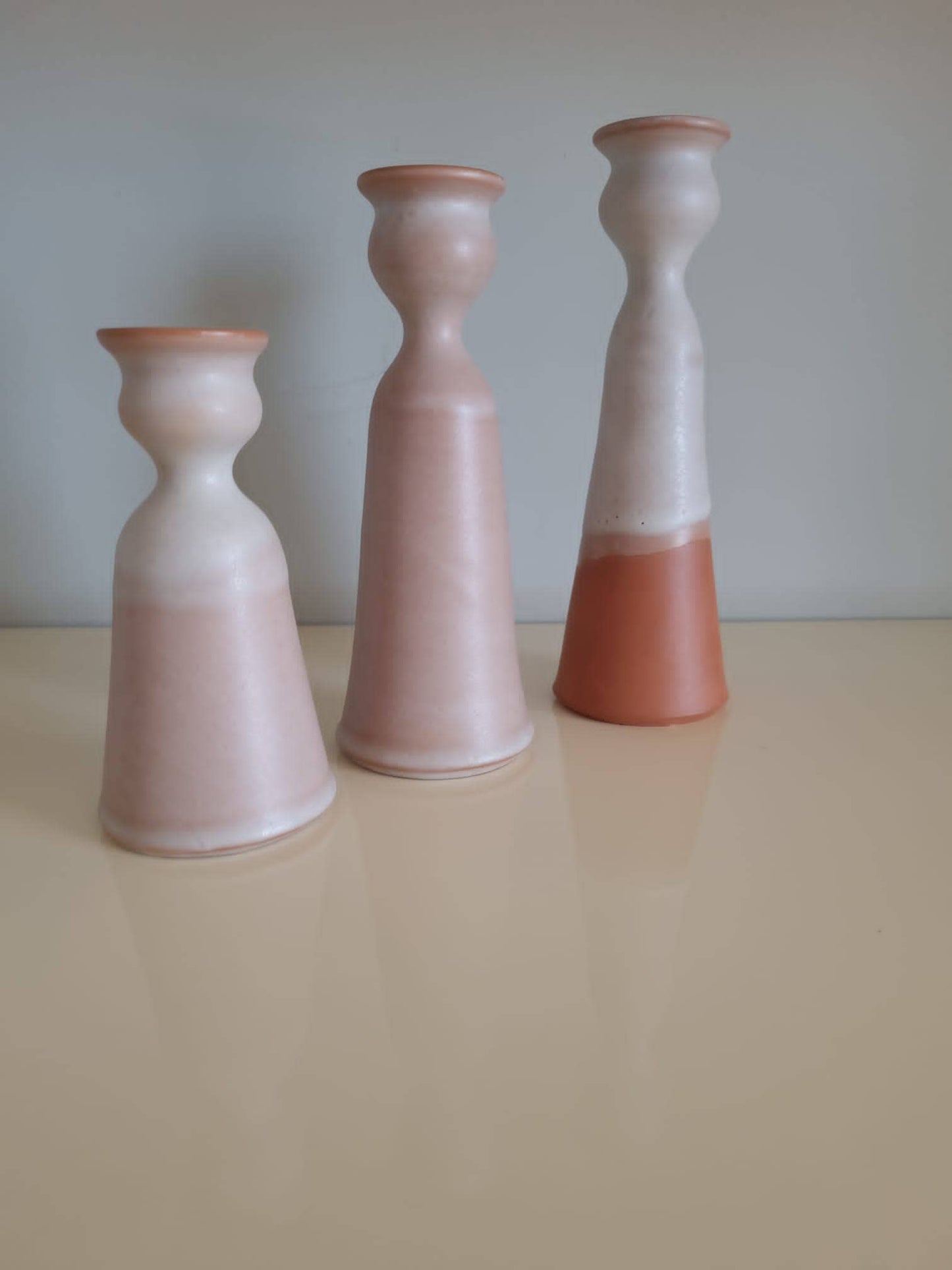 Matte white glaze candle holder LG