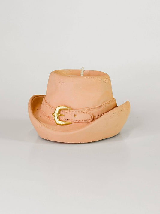 Cowboy Hat Candle: Terra Cotta with Gold Buckle / Mountain Musk