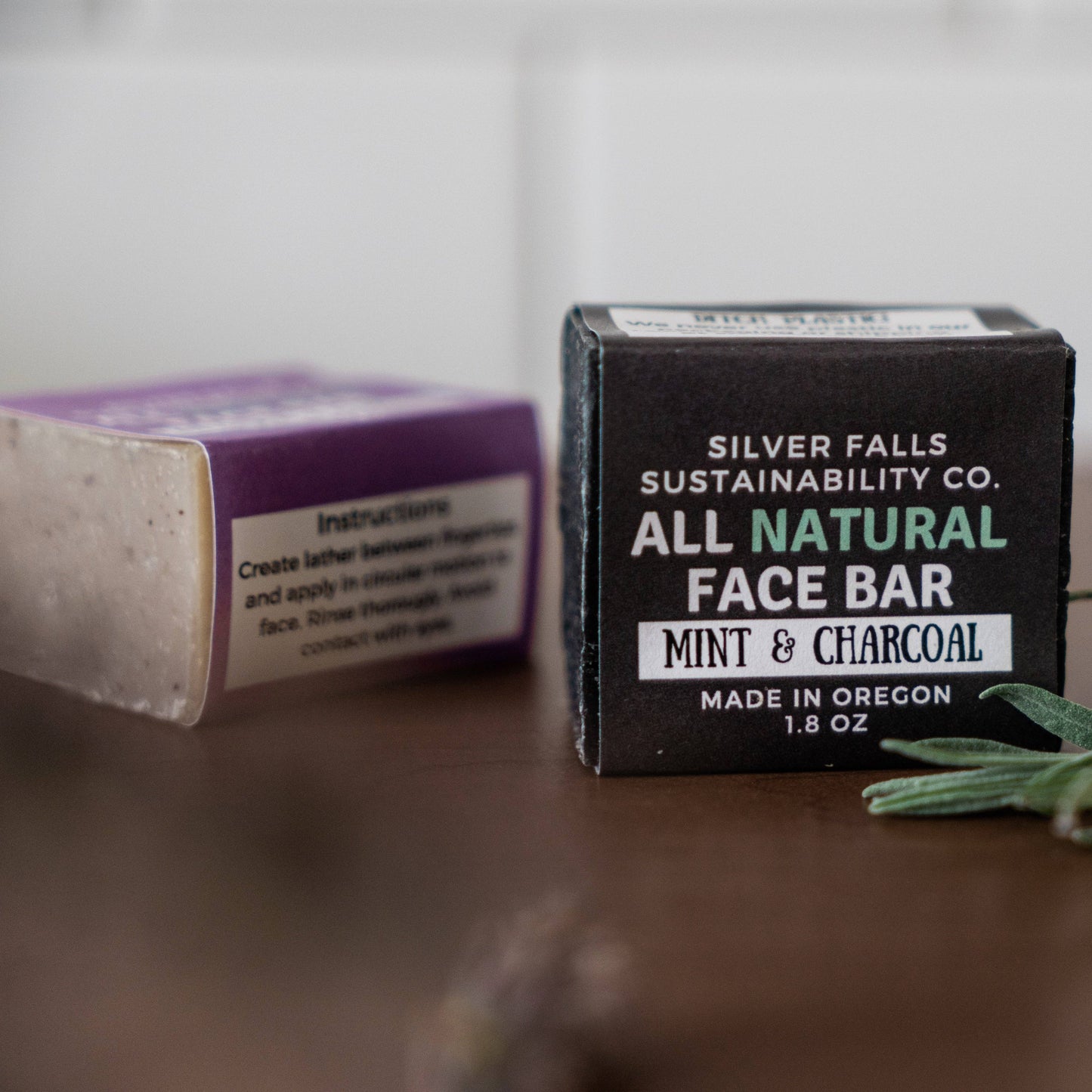 Activated Charcoal and Mint Face Bar Soap: Activated Charcoal and Mint / Wrapped