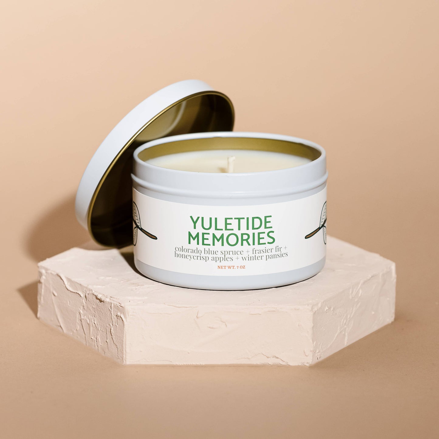 Quick Order: Matte White Candle Tins: Christmas Cactus