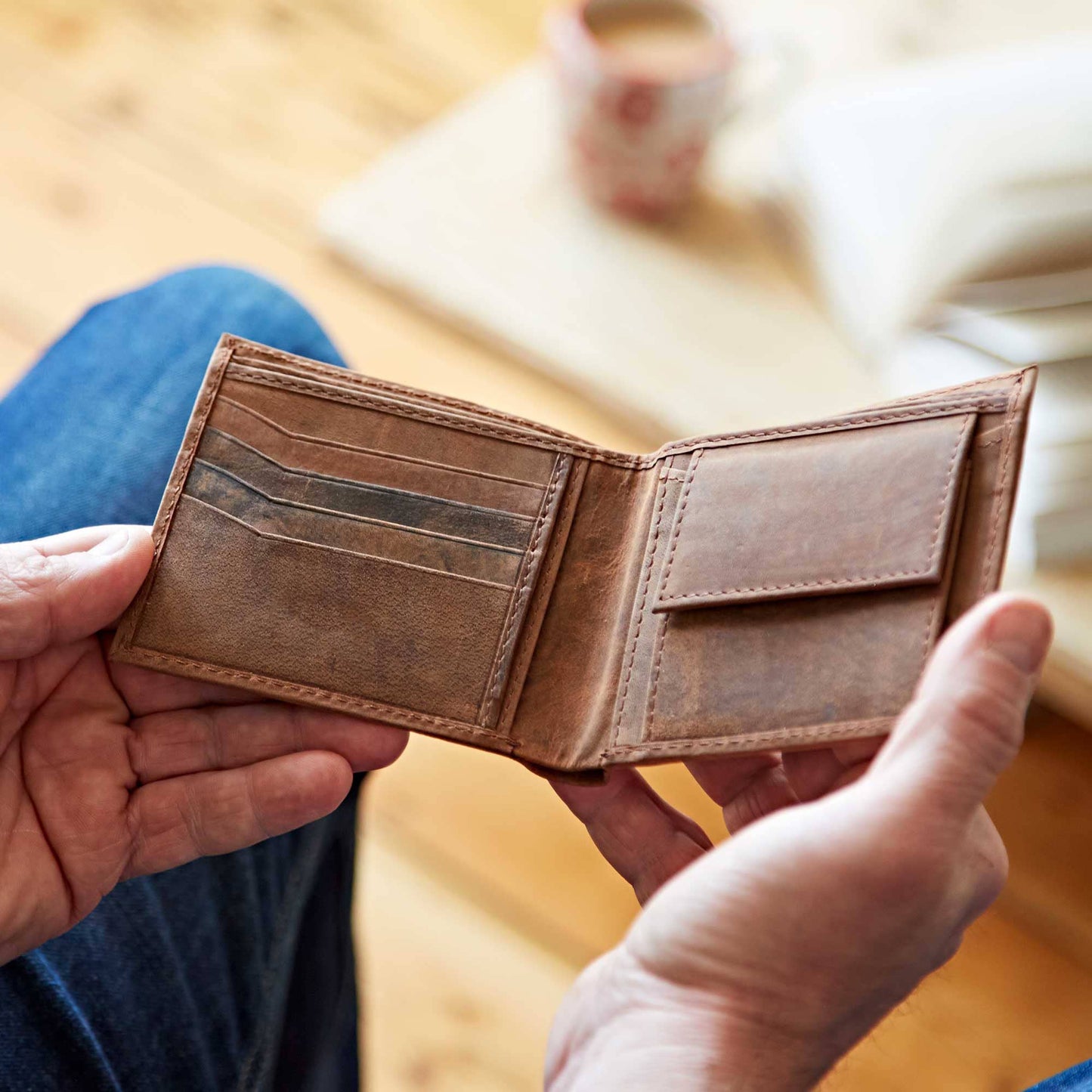 Handmade Buffalo Leather Wallet: Black