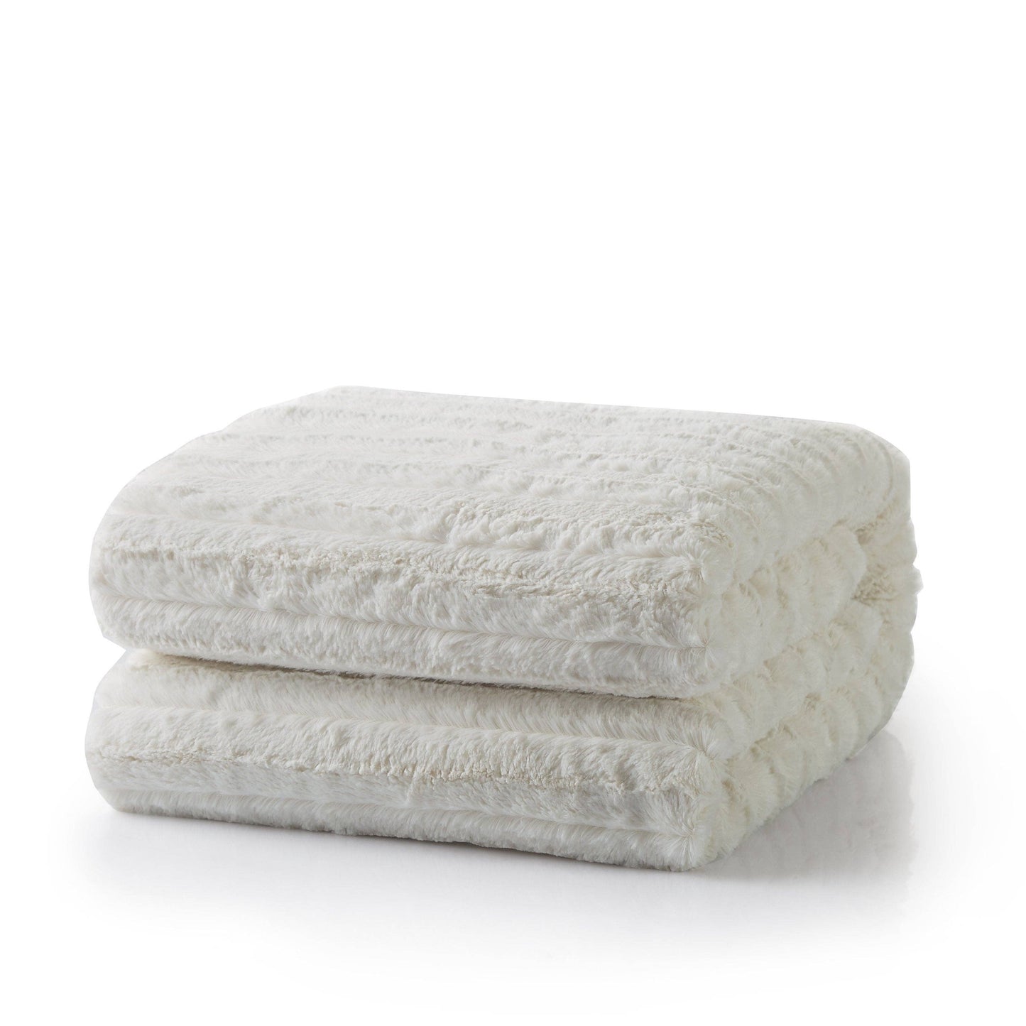 Tache White Ivory Polar Faux Fur with Sherpa Throw Blanket: 50 x 60