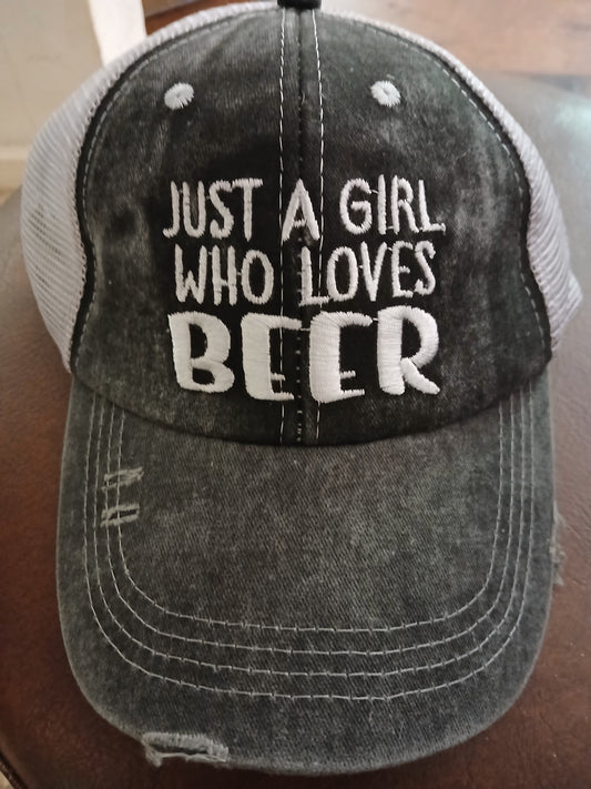 Womens trucker hat loves beer