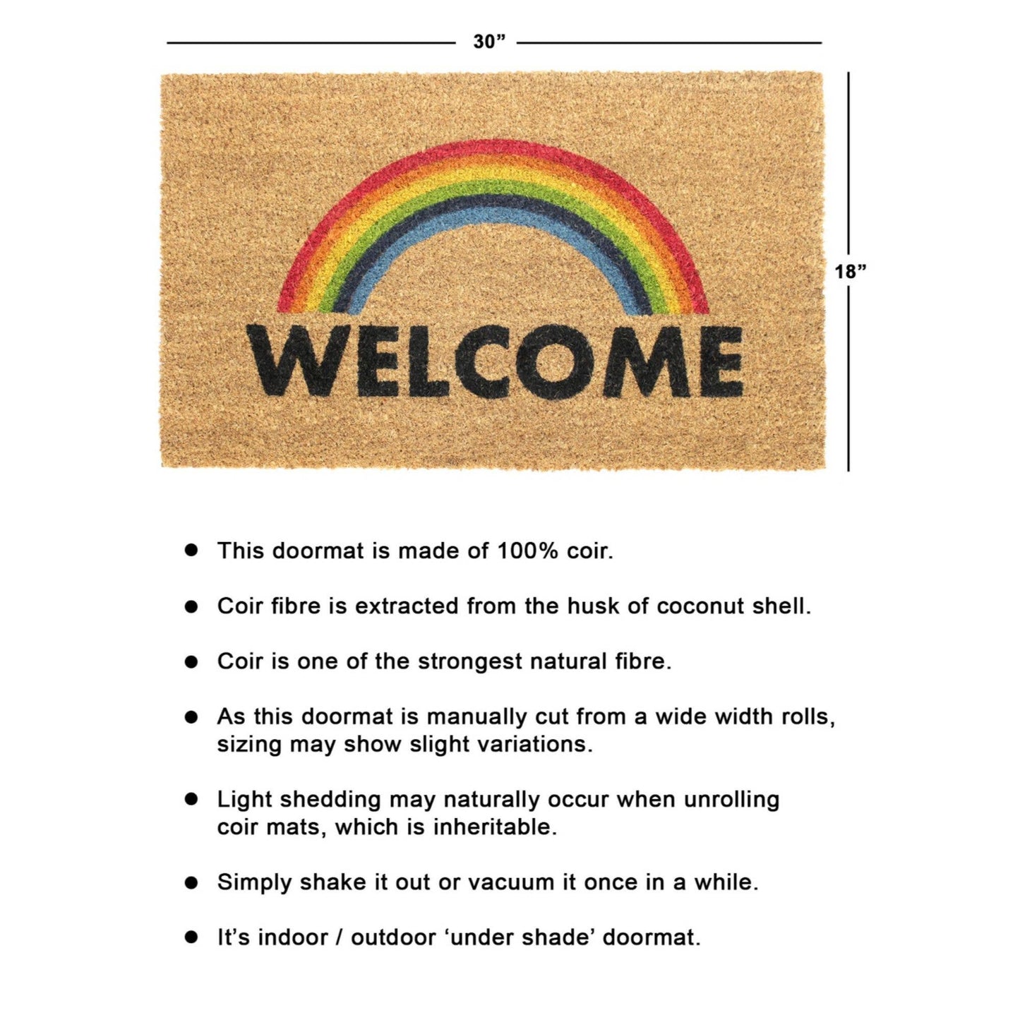 RugSmith Multi Tufted Welcome Rainbow Doormat, 18" x 30"