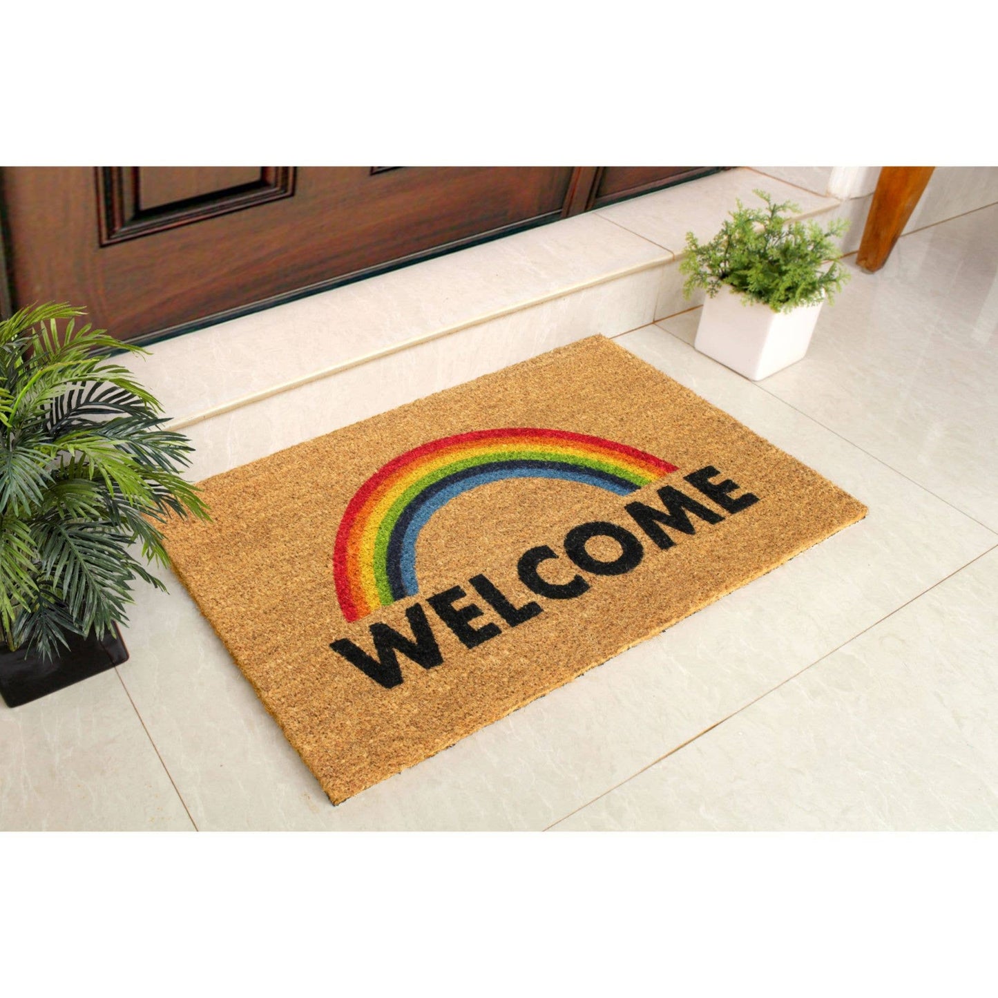 RugSmith Multi Tufted Welcome Rainbow Doormat, 18" x 30"