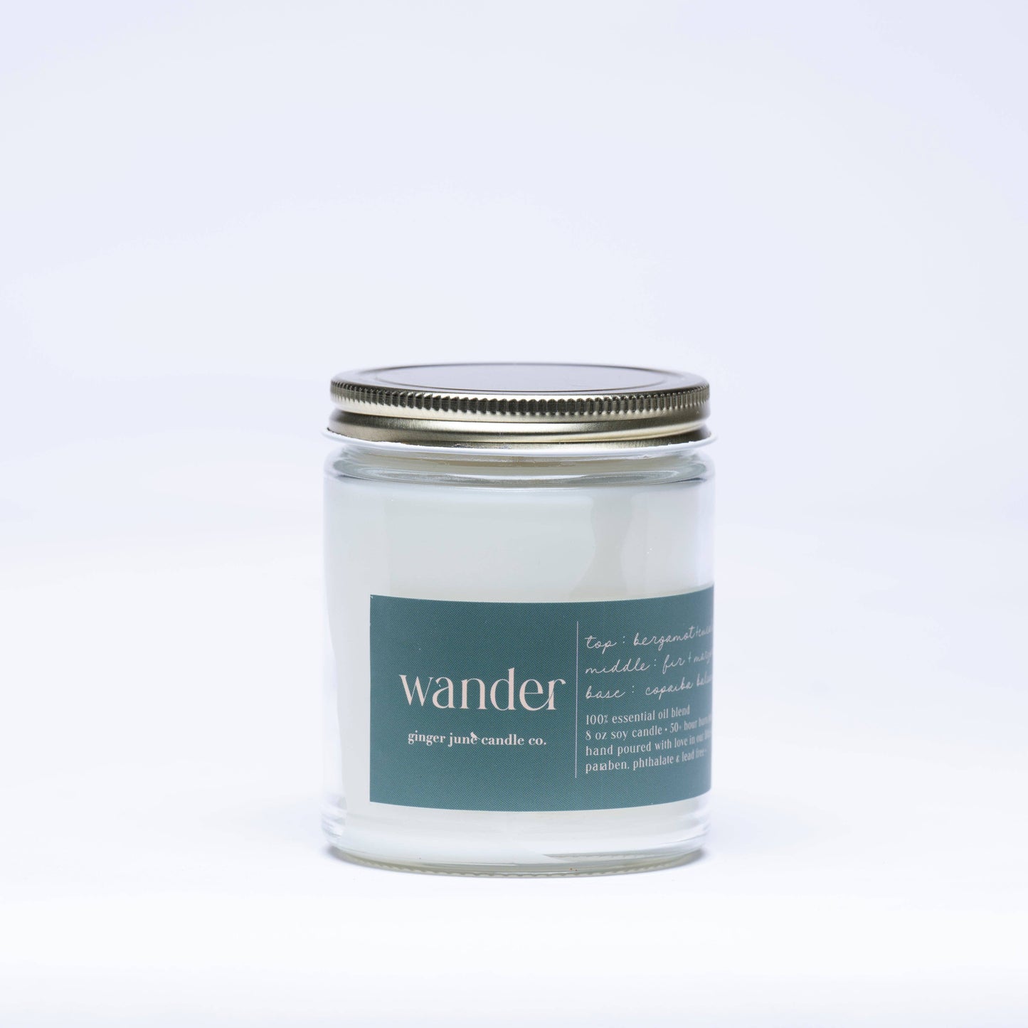 WANDER • minimal collection • 100% EO 8 oz soy candle: AMBER BROWN GLASS