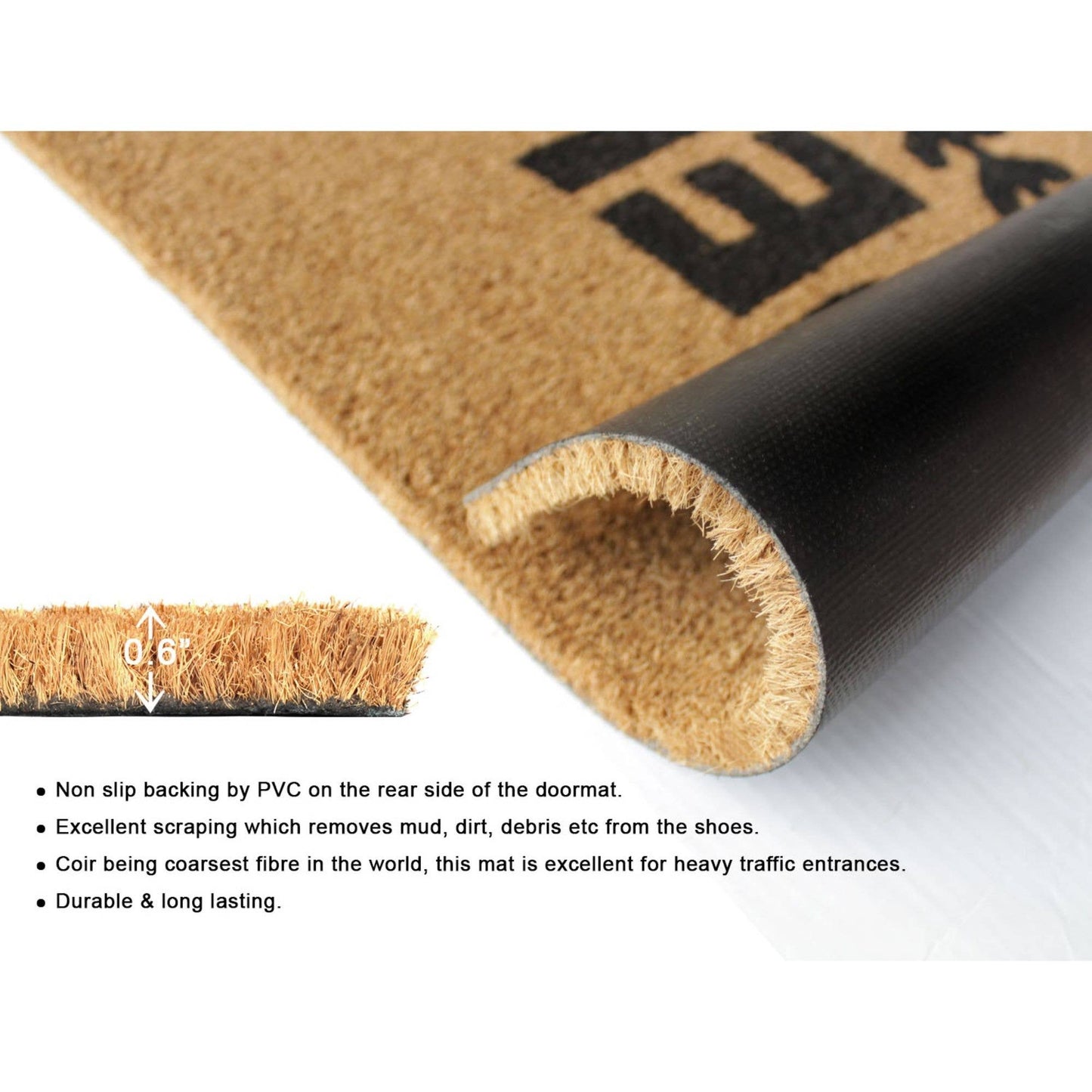 RugSmith Black Welcome Arrow long Doormat, 18" x 48"