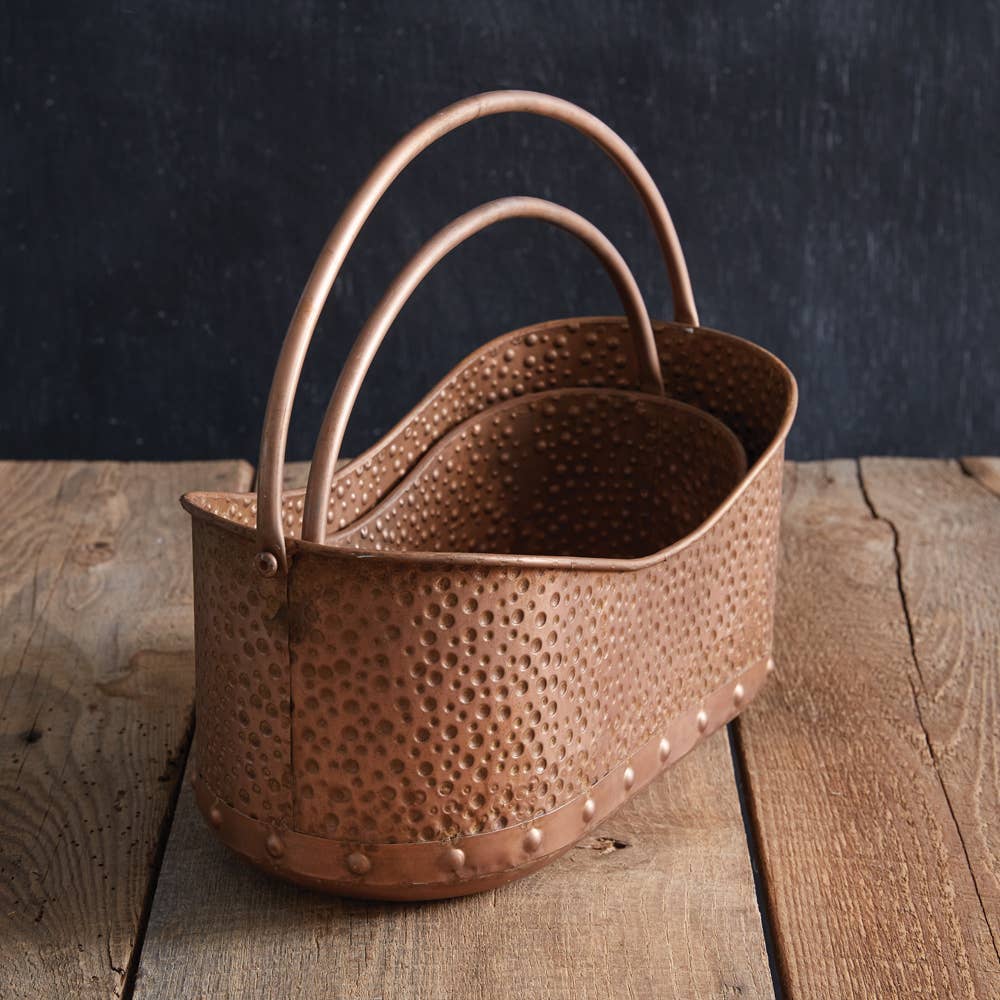 Hammered Copper Basket LG