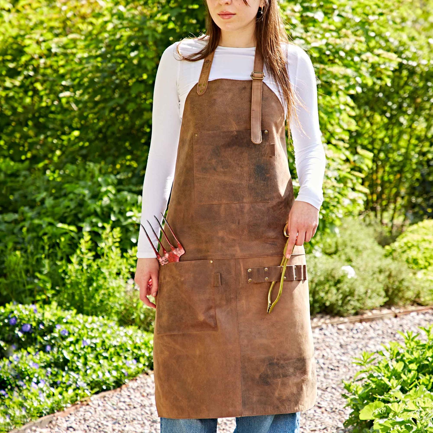 Brown Buffalo Leather Apron - Handmade
