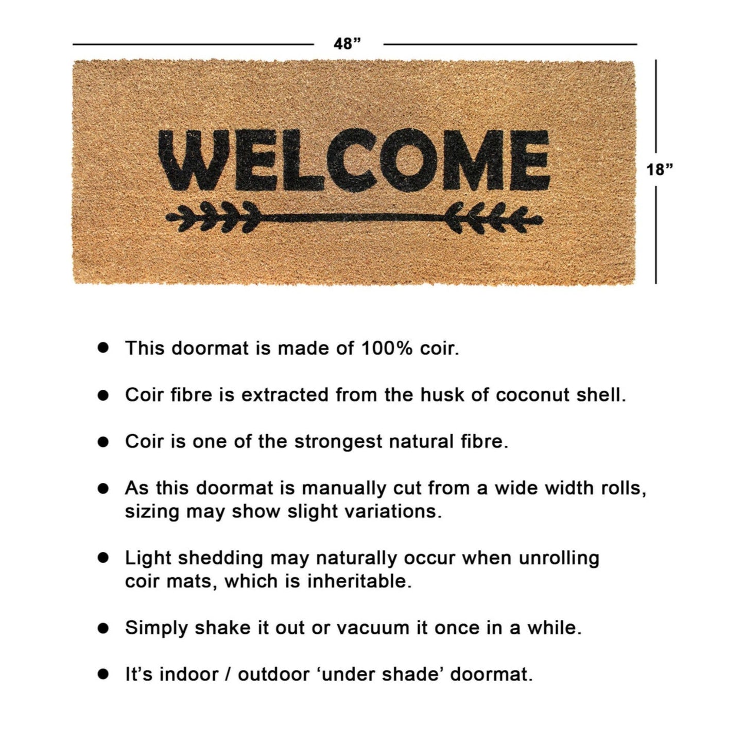 RugSmith Black Welcome Arrow long Doormat, 18" x 48"