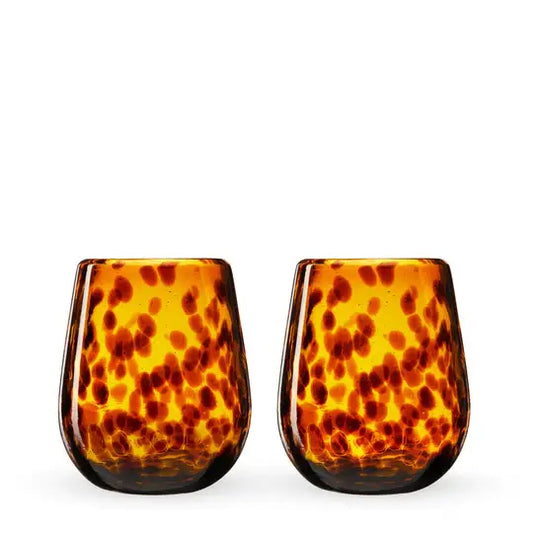 Tortuga Recycled Glass Stemless Wine Glasses - Set of 2