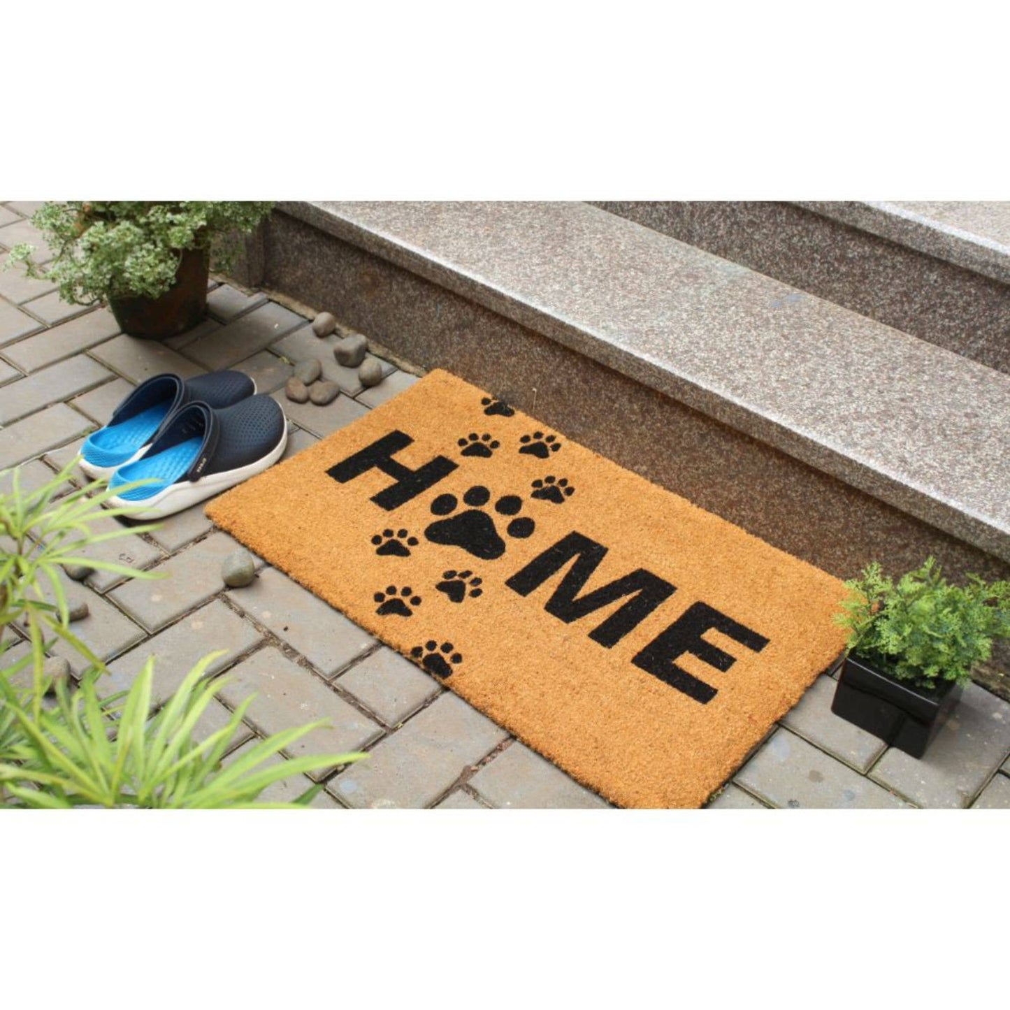 RugSmith Black Puppy Paws Home Coir Doormat, 18" x 30"