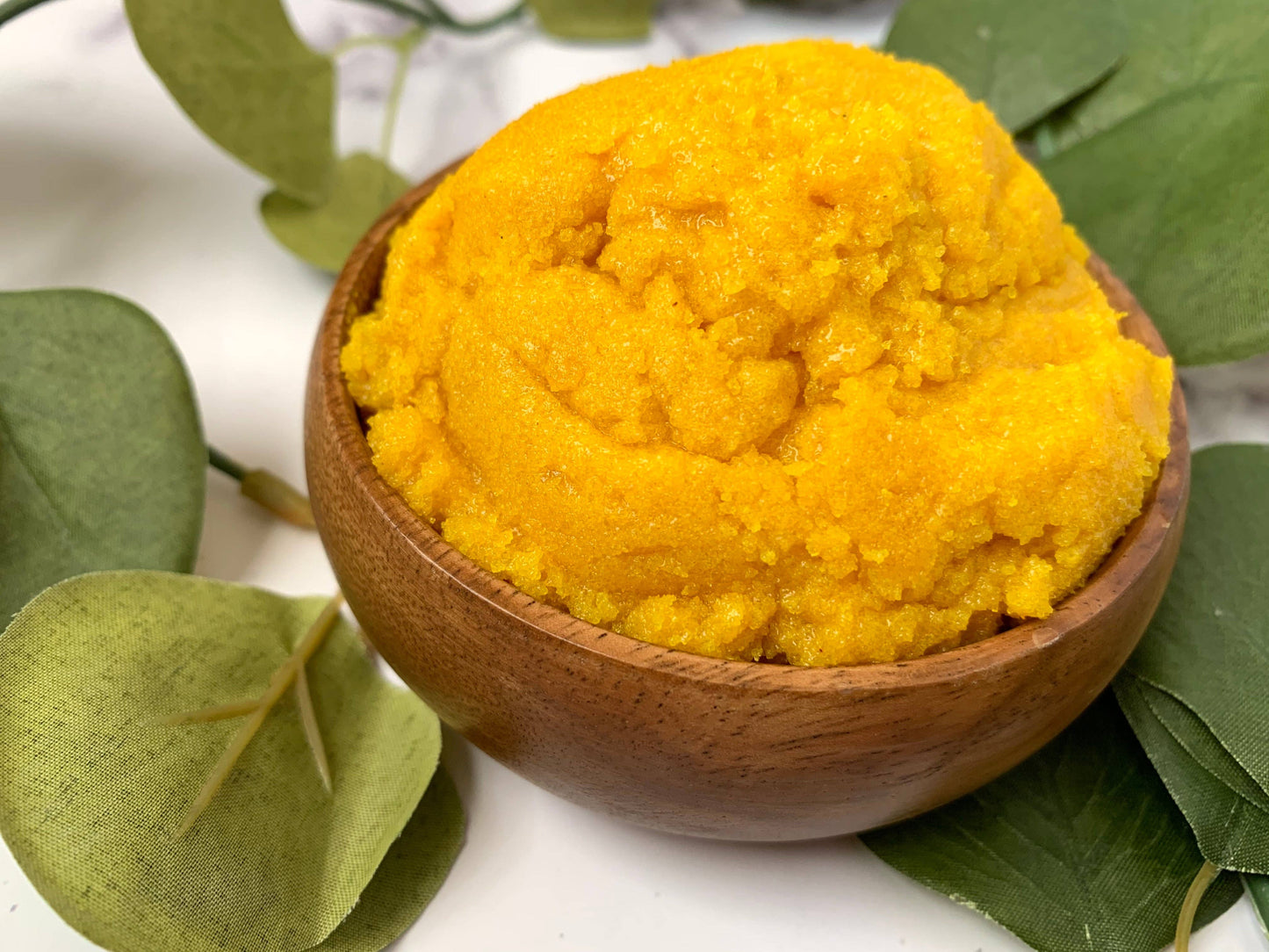 Turmeric and Manuka Honey Brightening Body Scrub: 4 oz Plastic Jar / Yes Label
