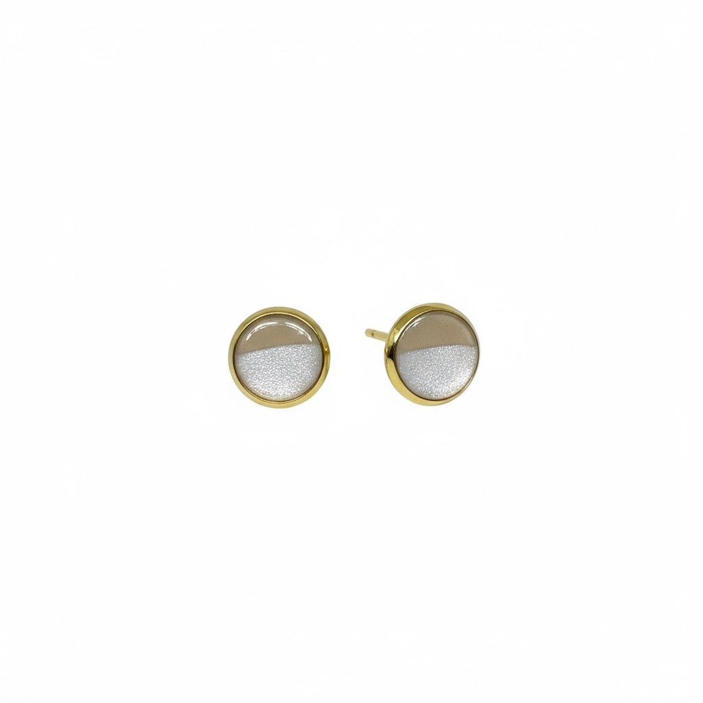 The Dot Studs – White & Tan Half · Autumn Collection · Medium
