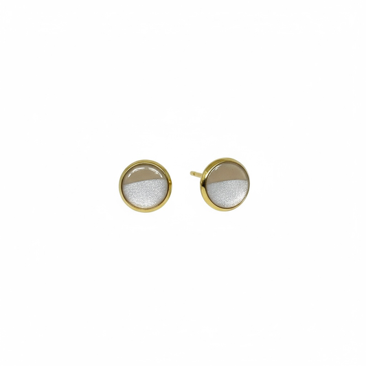 The Dot Studs – White & Tan Half · Autumn Collection · Medium