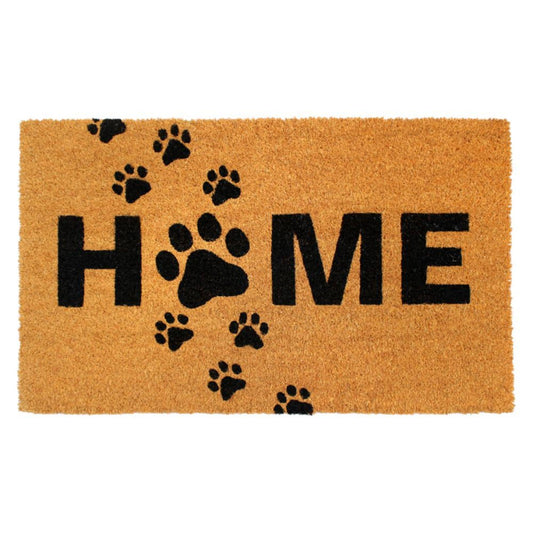 RugSmith Black Puppy Paws Home Coir Doormat, 18" x 30"