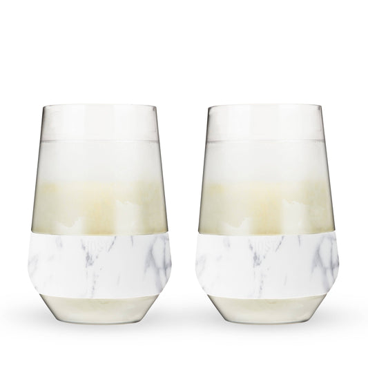 Wine FREEZE™ XL Insulated Cooling Cups - Marble - Set of 2