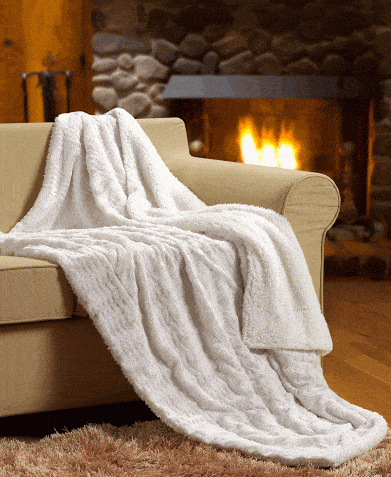 Tache White Ivory Polar Faux Fur with Sherpa Throw Blanket: 50 x 60