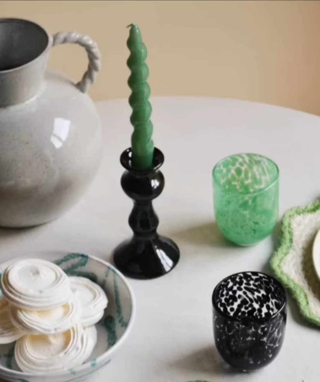 Traditional candle holder.: Terracotta+White