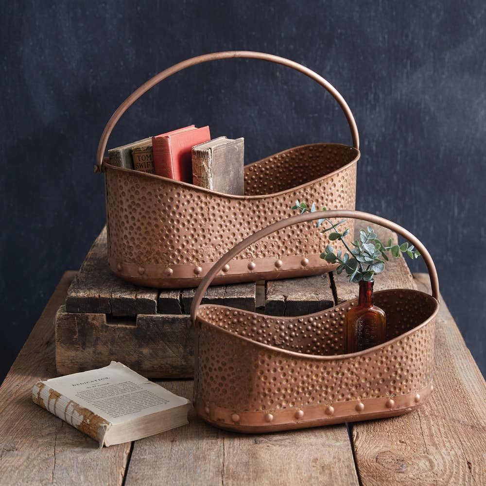 Hammered Copper Basket LG
