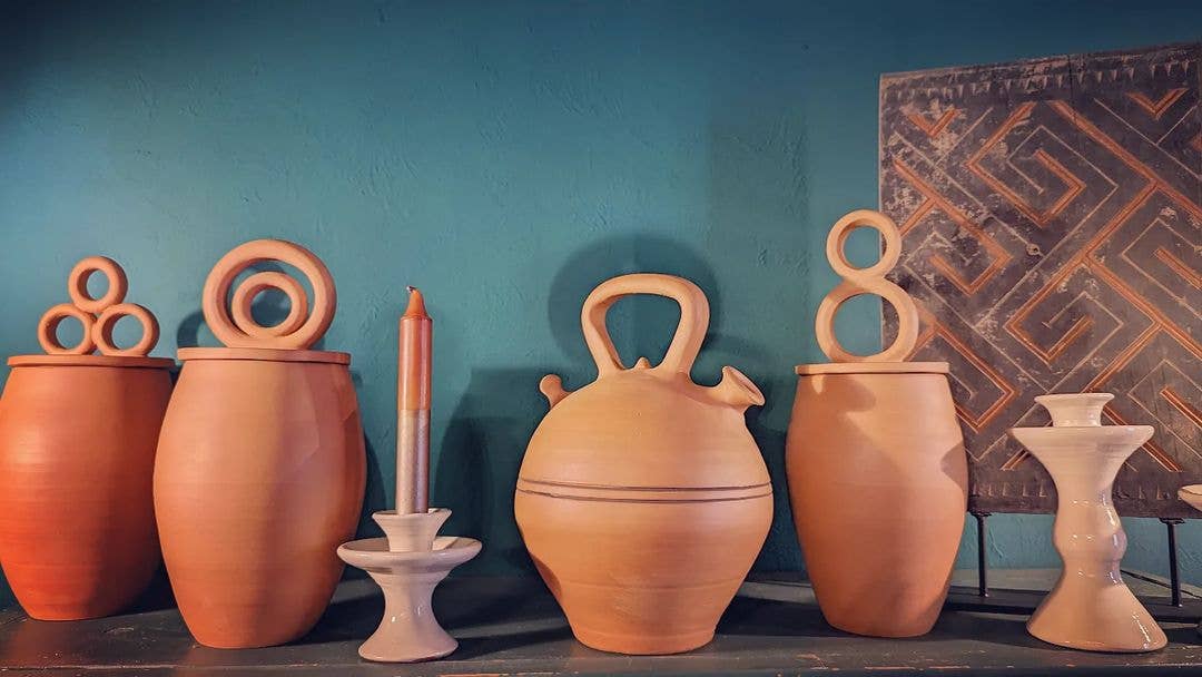 Handmade terracotta vase.