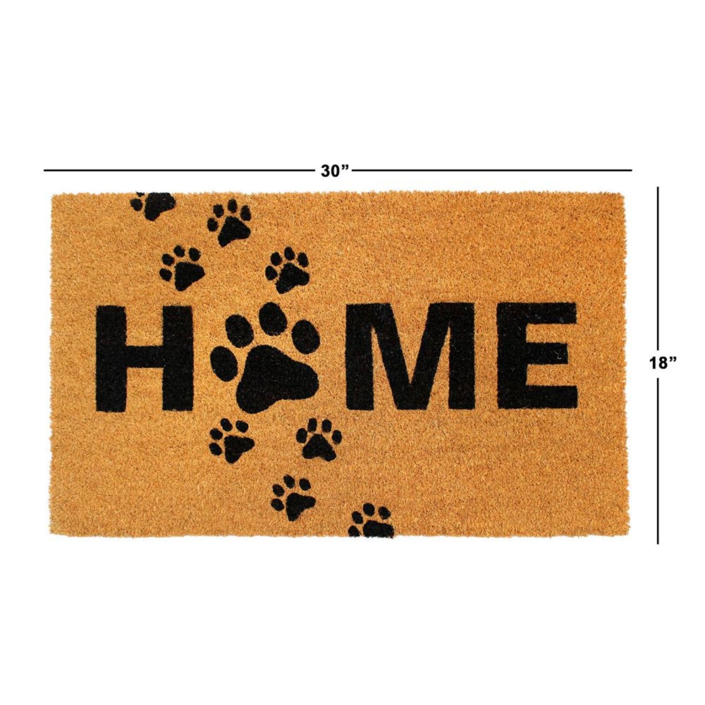 RugSmith Black Puppy Paws Home Coir Doormat, 18" x 30"