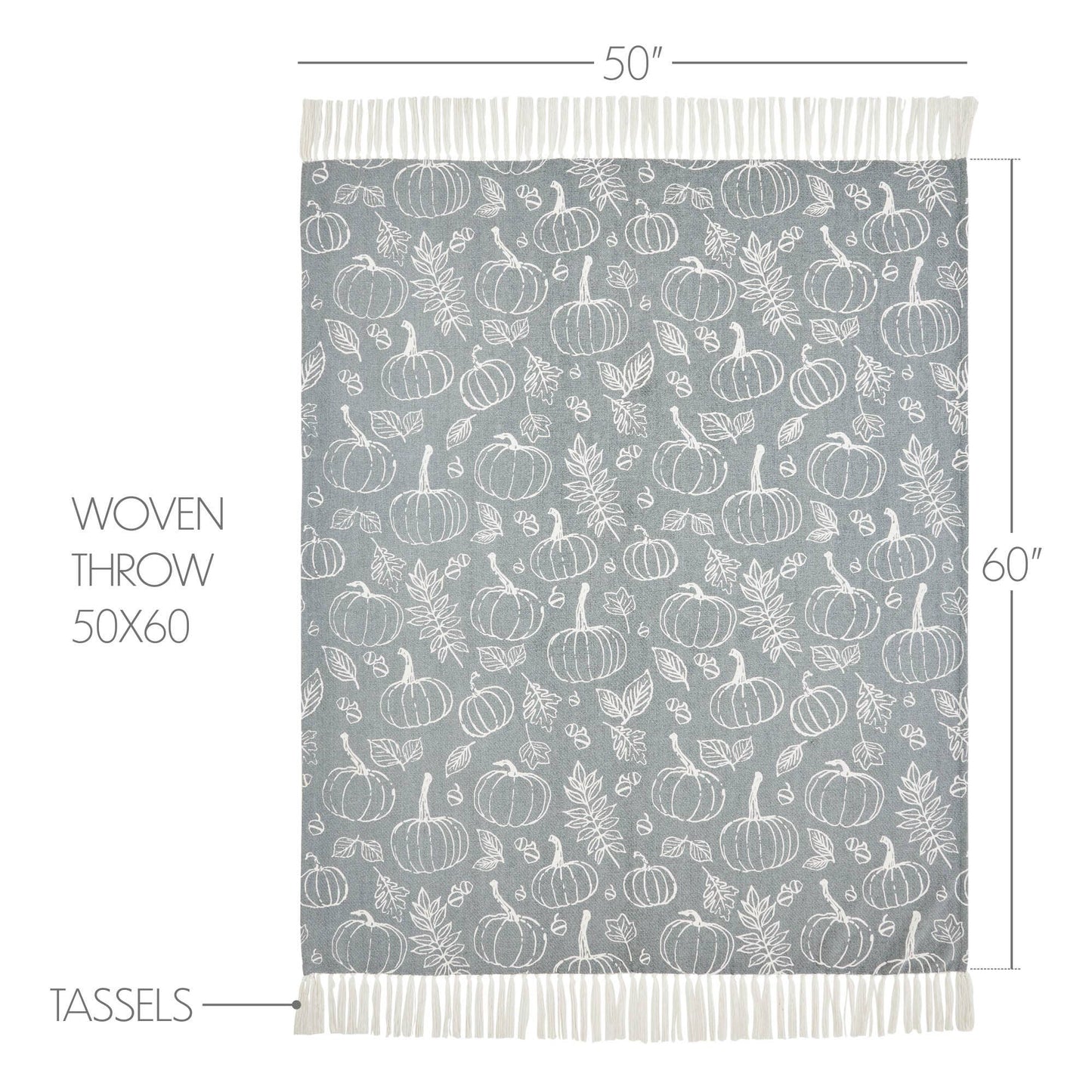 Autumn Fall Grey Pumpkin Silhouette Plush Throw Blanket 50x60 Cozy Home Decor