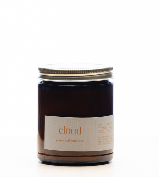 CLOUD • minimal collection • 8 oz soy candle: AMBER BROWN GLASS