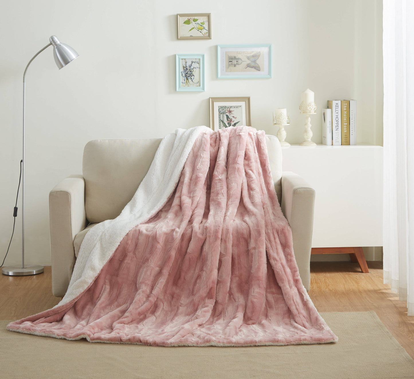 Tache Faux Fur Dusty Rose Gold Pink Throw Blanket (#7): 50 x 60