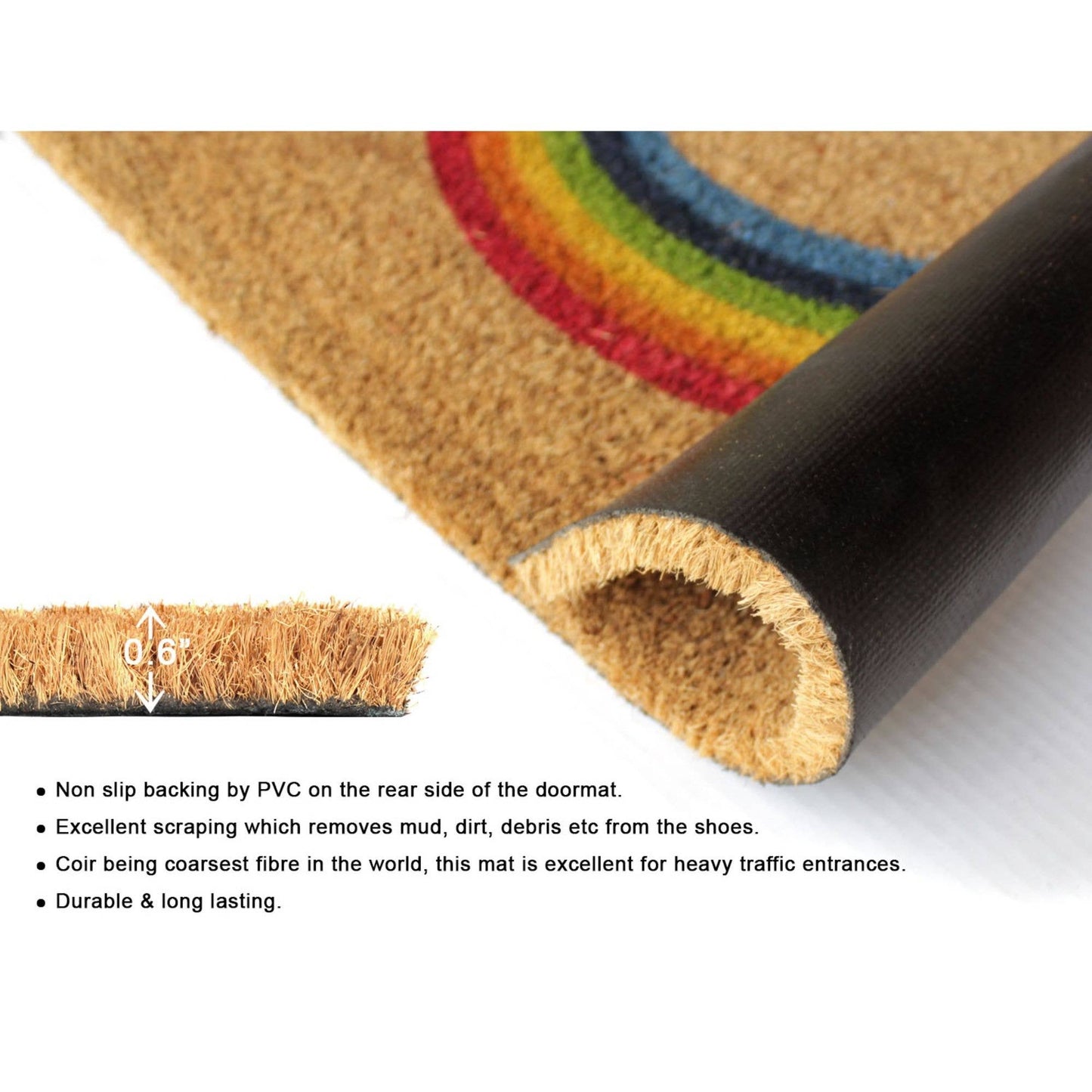 RugSmith Multi Tufted Welcome Rainbow Doormat, 18" x 30"