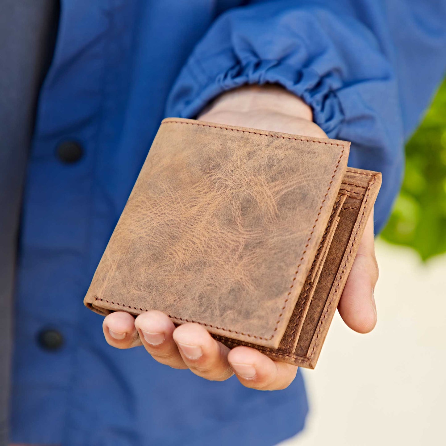 Handmade Buffalo Leather Wallet: Black