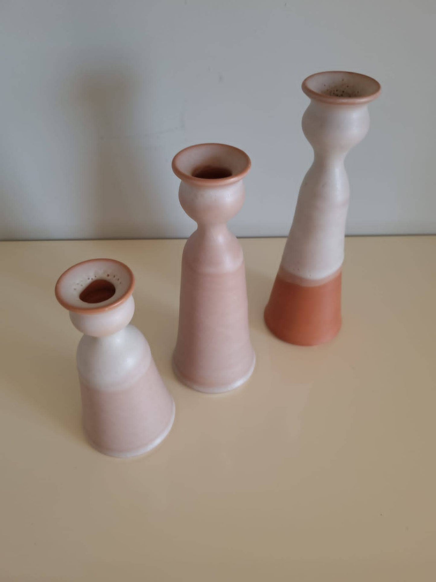 Matte white glaze candle holder LG