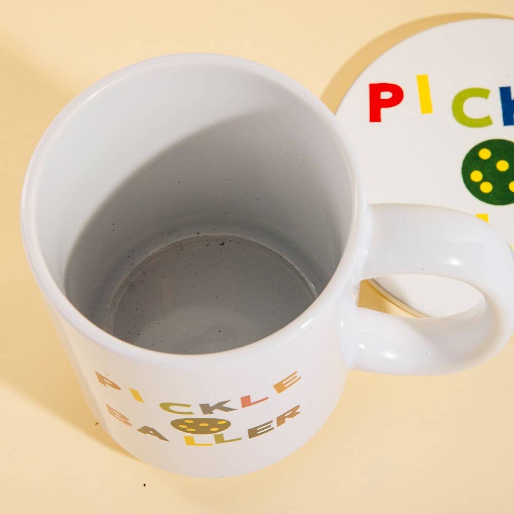 Pickle Baller 15Oz Mug With Matching Coaster Gift Set: WHITE