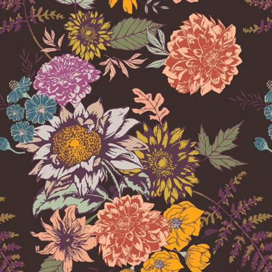 Snack Bag: Cotton Prints: Plum Floral