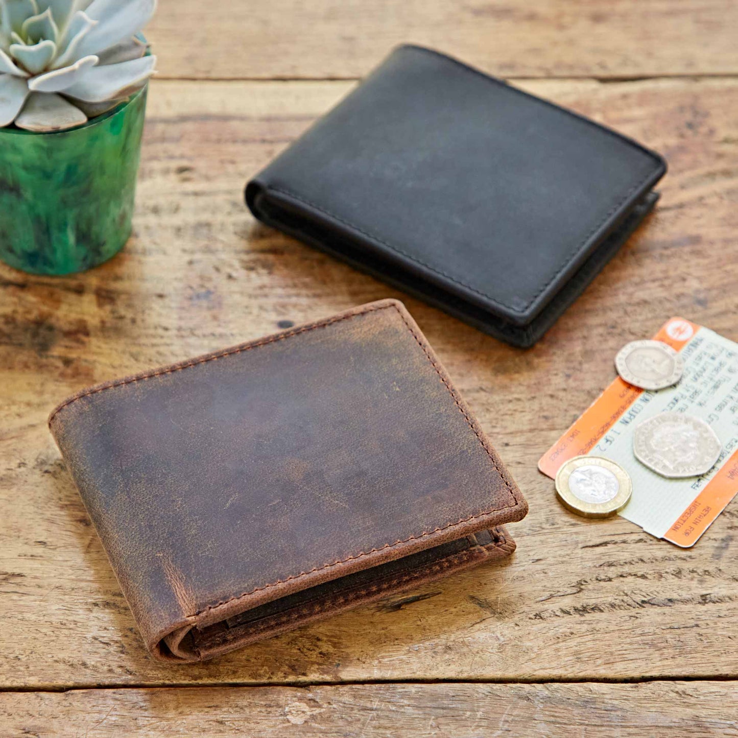 Handmade Buffalo Leather Wallet: Brown