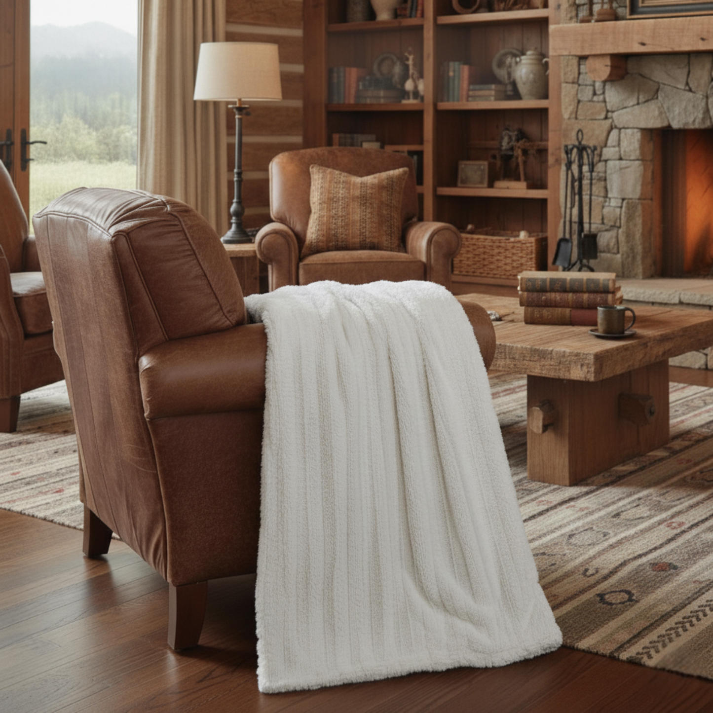 Tache White Ivory Polar Faux Fur with Sherpa Throw Blanket: 50 x 60