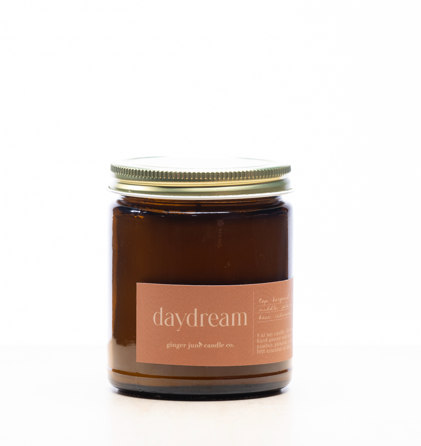 DAYDREAM • minimal collection • 8 oz soy candle: AMBER BROWN GLASS
