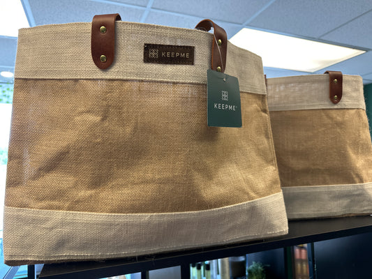 Out of the Woods jute market tote
