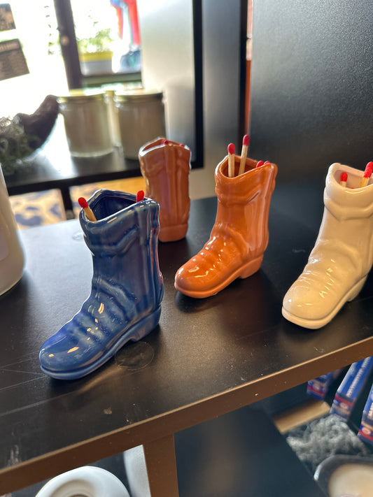 Cowboy boot matchstick holder asst. colors