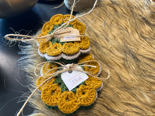 Handmade crochet coaster set of 3