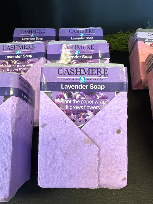 Handmade Lavender soap in seed wrapping paper